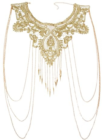 1 Piece Body Chain, Body Necklace for Women, Bikini Necklace, Belly Necklace, Body Fitting Necklace, Body Gold Chain, Sexy Body Jewelry for Women, Body Jewelry for Ladies Girls