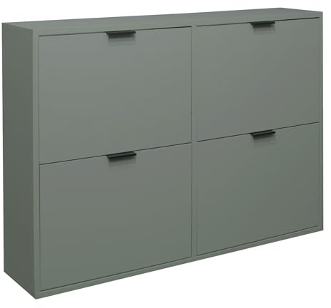 möbelando Schuhkipper >Bonnie< in Pine Green matt Lack - 120x86x25cm (BxHxT)