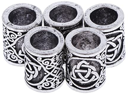 Luzhengyang 5 x Wikingerhaarperlen Abstandshalter – DIY nordische Haarperlen, Armbänder, Halsketten, Schmuckherstellung, Zink, Nicht verfügbar