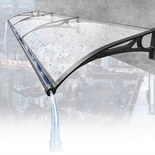 Auvent de Porte d'entrée,Marquise Porte d'Entrée Coupe-Vent,Auvent de Fenêtre Arch Design,Transparent, Contre Pluie UV, pour l'extérieur,Toit de Porte pour Garage, Balcon. (Color : Clear, Size : L:8