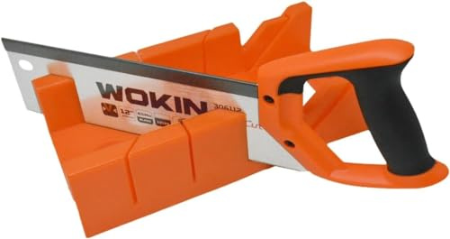 MKB Mitre Block & Saw Angle Cutting Box Sawing Guide Tool with 12'' Hand Saw Box Woodworking Clamping 13tpi 65mn Blade 300mm Thickness 0.9mm