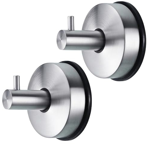 2 Piezas Gancho Ventosa para Toallas de Baño, Fuerte 5kg, Acero Inoxidable, Plata
