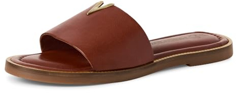 MARCO TOZZI Damen Pantoletten aus Leder Elegant, Braun (Cognac), 39 EU