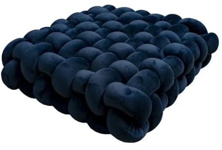 1 coussin carré noué oreiller esthétique nordique chaise de bureau oreiller décoratif en peluche dormeuse nœud fait main coussin bleu marine 30 x 50 x 12 cm