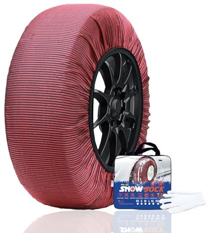 SAITUMA Calcetines de Nieve para neumáticos Neumáticos homologados EN 16662-1 Cadenas de Nieve Lavable Montaje rápido fácil de Usar (L)