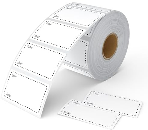1 000 st frysetiketter, matfrysetiketter, avtagbara matklistermärken, vattentäta och oljesäkra klisteretiketter på en rulle, lätt att dra av och lätt att skriva för frys, behållare, burkar