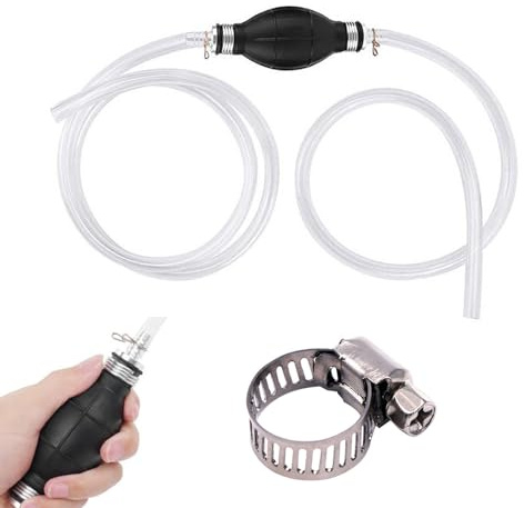 Handpumpe, Benzinpumpe, Umfüllpumpe, Kraftstoffpumpe, Siphonpumpen, Manuelle Transferpumpe, Benzin Absaugpumpe, Benzinpumpe mit 2M Schlauch, mit 1 Schlauchschellen, für Benzin, Wasser, Öl (10 mm)