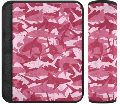 Trendy Sharks - Acolchado suave para cinturón de seguridad, acolchado con algodón, almohadillas para correa de mochila, fundas de correa de asiento de coche para niños