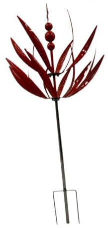 MagiDeal Moulin à Vent de Jardin en métal, Ornement de pelouse, pivotant à 360 degrés, Hauteur de 35,4 Pouces, Accessoires, Sculpture éolienne Polyvalente avec, Rouge