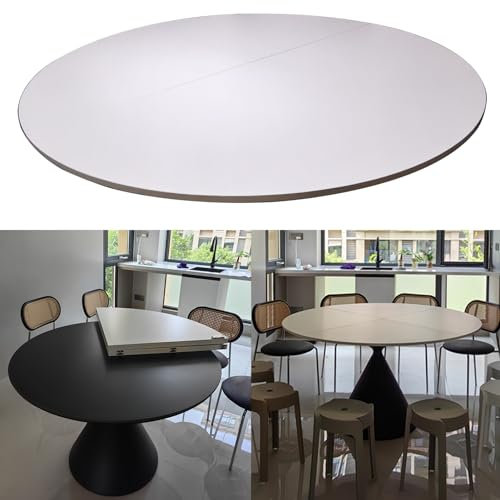 Runder Klapptisch, weiß, großer Ersatz für Holztischplatte, Keine Beine, Konferenztisch, Couchtisch mit Metallbeschlägen, leicht zu verstauen (Größe: 120 cm (47 Zoll))