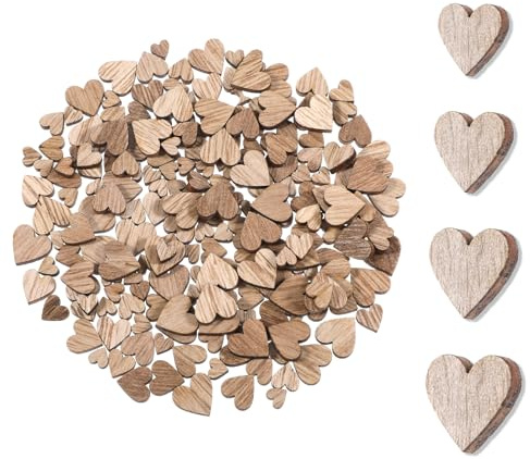200 Stück Holzherzen Deko 4 Größen Holz Streudeko Zum Beschriften, Deko Holz Herz Tischdeko Hochzeit Deko GeschenkanhäNger Vintage Holzdeko DIY Handwerk Tischdeko Bilderrahmen Deko