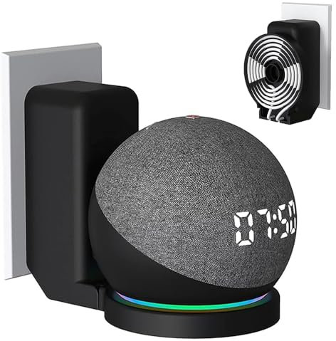 Support de Prise Murale pour Echo Dot 5/Dot 4;Accessoires de Support de Haut-Parleur Peu encombrant pour Echo Dot 4/Dot 5, Support avec Gestion des câbles intégrée