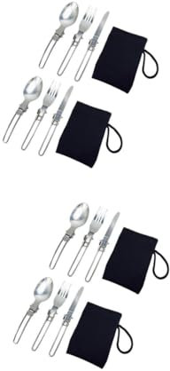 Toddmomy 4 Ensembles couverts pliants couvert pliable couverts pliables Kit de pour activités de plein air de table couteaux en acier inoxydable simples Silver