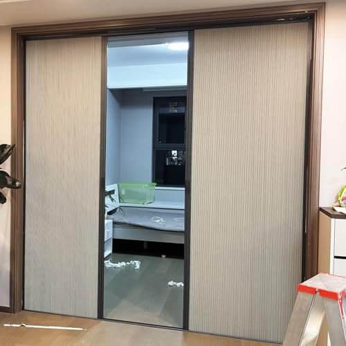 Porta dell'armadio a fisarmonica, porta pieghevole oscurante senza trapano, con telaio, porta scorrevole multipla per camper, patio, doccia, divisorio, 90 x 200 cm