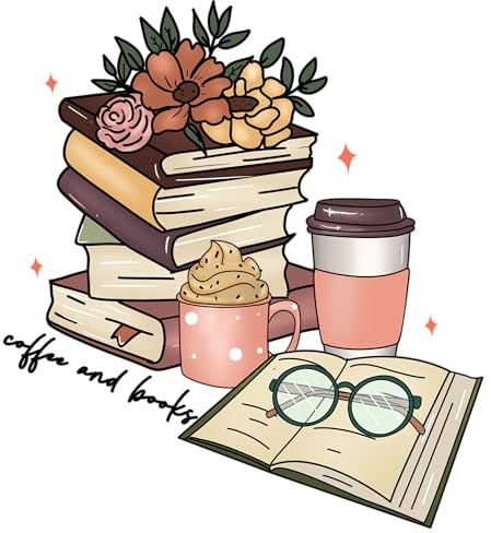 Coffee and Books Fabric Panel Quilt Block for Quilting Crafting Sewing Book Lover Loves to Read BC1128 (12x12 inches)
