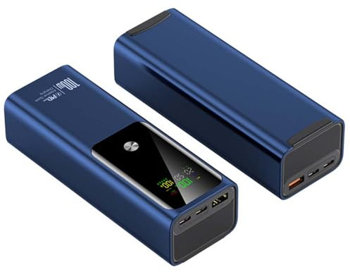 WSGDSG Batterie Externe 20 000 MAh pour Ordinateur Portable Chargeur Portable 100 W à Charge Rapide 2 Ports Type-C Et 1 Port USB Emportable en Avion Compatible avec Smartphones(Color:Bleu)