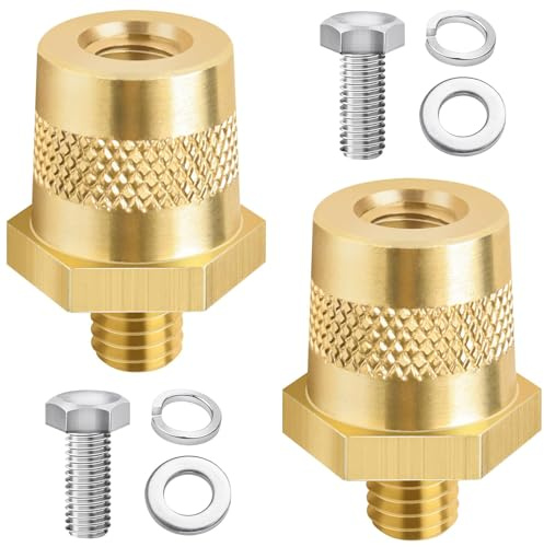 1 Paar M8 Batteriepol-Adapter – Messing Plus/Minus Klemmen inkl. Edelstahlschrauben & Scheiben