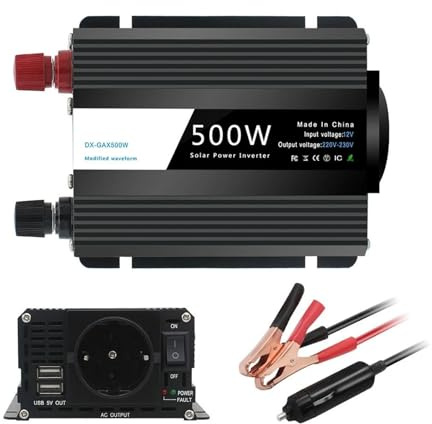 Onduleur 500 W DC 12 V vers AC 220 V 230 V Convertisseur Tension Noir Adaptateur Transformateur Automatique Double Prise USB Universelle UE Onduleur Puissance(220V_Universal)