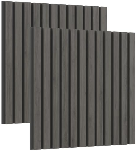 Lot de 2 panneaux acoustiques 3D, aspect bois, panneaux muraux absorbeur de bruit et revêtement mural, 60 x 60 cm, panneaux décoratifs pour salon et bureau, faciles à nettoyer, design moderne, noyer
