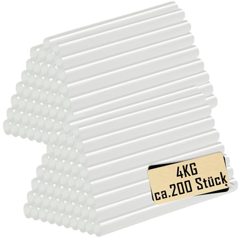 Suusolny 200 Stück ca. 4KG Heißklebesticks Heißklebestifte Transparente Schnelltrocknend 11x200mm Universelle Heißklebepistole Sticks DIY Ersatzsticks Transparent für Heimwerker Heißklebepistolen