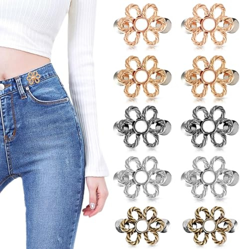10 Botones Para Vaqueros Ajustador de Pantalones Clip para Jeans Desmontable Se utiliza para Apretar la Cintura Botones de Cintura para que se Ajuste Perfectamente a sus Pantalones