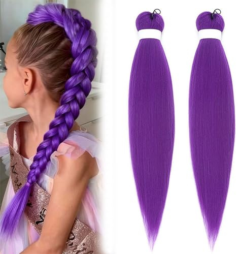 OPVYAEU 26 Zoll Lila Perücke Kpop Cosplay Inspiriert von rumi Haarteil Zöpfe Kunsthaar Braids Extensions Roleplay Kostüm Party Haare（2 Pcs）