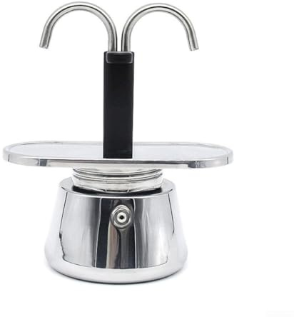 Stainless Steel Moka Pot, 2 Cup 100ml Espresso Maker for Stovetop, Portable Italian Coffee Percolator for Home Camping Travel, Silver