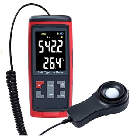 Misuratore di luce digitale Luxmetro Illuminamento Luxinometro Gamma 0~200000Lx Bluetooth e Datalogging LCD colorato Funzione allarme sonoro