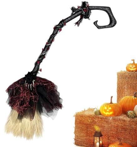 Yukunuk Halloween kvast läskiga och skräckliga partyartiklar samt - och | Halloweenrekvisita, häxkvast för vuxna spökhus & spökhus scenframträdande inomhus och utomhus
