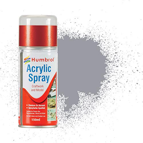 Humbrol Matt Spray Paint - AD6064 No 64 Grey 150ml - Model Paints for Plastic Kits, Fast-Drying Modelling Paint for Crafting Surfaces Including Plastic, Fabric, Glass, Wood & Metal Models