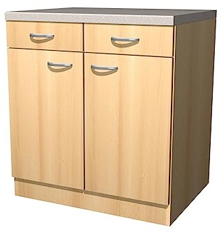 Küchen Unterschrank mit Arbeitsplatte - 80 cm breit in Buche - Namu