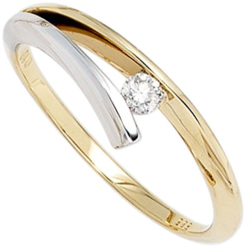 Jobo Damen-Ring aus 14 Karat 585 Gold Bicolor mit Diamant