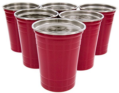 D'Eco Edelstahl Partybecher (6er-Set) - 16 Unzen, Rot, BPA-frei, Party Cups
