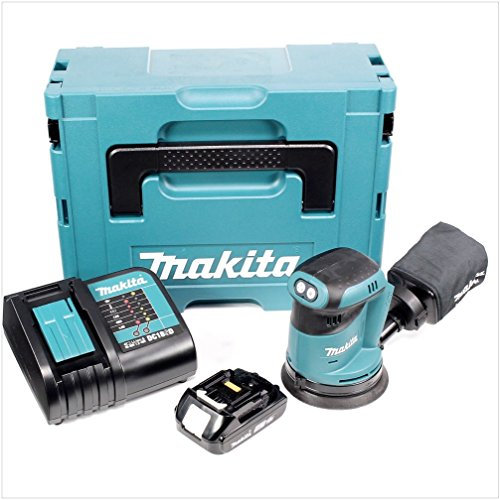 Makita DBO 180 SA1J Akku Exzenterschleifer 18 V 125 mm + 1x Akku 2,0 Ah + Ladegerät + Makpac