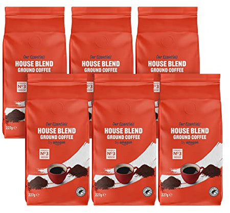 by Amazon House Blend Ground Coffee, Medium Roast 1.36 kg (6 Packs of 227g)