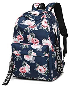 Popoti unisex ryggsäck nylon dagväska, multifunktionell kanvas ryggsäck skolväska blomma ryggsäckar skolryggsäck kvinnor män tonåring för utomhus vandring resor camping, blå, 29x15x42cm, Ryggsäck
