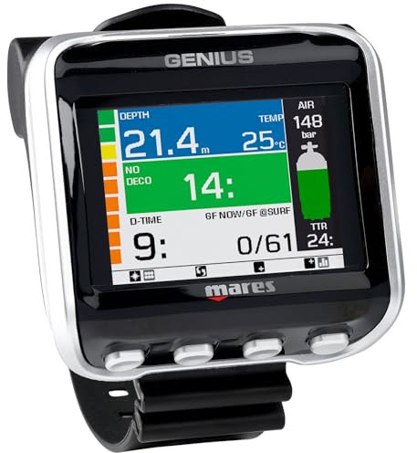 Mares Genius Tauchcomputer | Ergonomisches Unterwasser-Tauchzubehör am Handgelenk mit mehreren Modi | Perfekt für Freizeit- & Technisches Tauchen