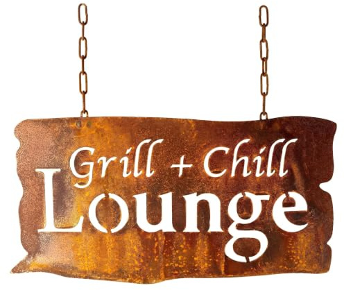 Rost Schild Grill und Chill 24 cm x 46 cm - Edelrost Gartenschild BBQ grillen