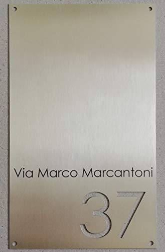 GUIZZO Creart - Externe Hausnummer aus Stahl, Hausnummern 15x30H cm Personalisiertes Hausnummernschild, Namensschild Personalisiertes Türschild Schild mit Straßennamen