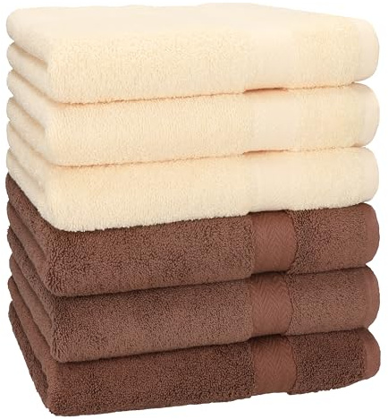 Betz Premium Handtuch Set 6-teilig – 6× Handtücher 50×100 cm, 100% Baumwolle 470 g/m², weich & saugstark, Oeko-TEX® Farbe beige/nuss