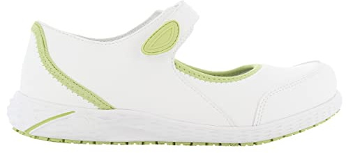 SAFETY JOGGER Arbetsskor dam 35 EU – Nilda – lätt, bekväm säkerhetssko med kardborreband, perfekt för vård, kök eller inomhus, halkfri, säkerhetssandal, svart, Ljusgrön, 39 EU