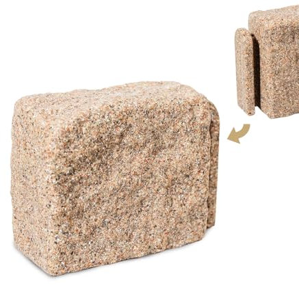 Beuta Bloc de démarrage en fausse pierre – 17,8 cm (L) x 10,2 cm (l) x 16,5 cm (H) - Première pièce de bordure de paysage sans creuser à faire soi-même | Bloc de départ pour votre projet de bordure |