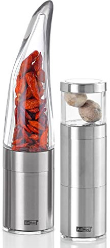 AdHoc Starter-Geschenkset | Chilimühle Pepe & Muskatnussmühle Muskatino inklusive Füllung gratis | 2 Gewürzschneider in exklusiver Geschenk Verpackung direkt von AdHoc