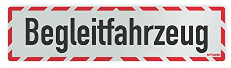 Reflektierendes Hinweisschild Begleitfahrzeug - Fahrzeugschild rot-weiß - verschiedene Ausführungen und Größen (200 mm x 800 mm, magnetisch)
