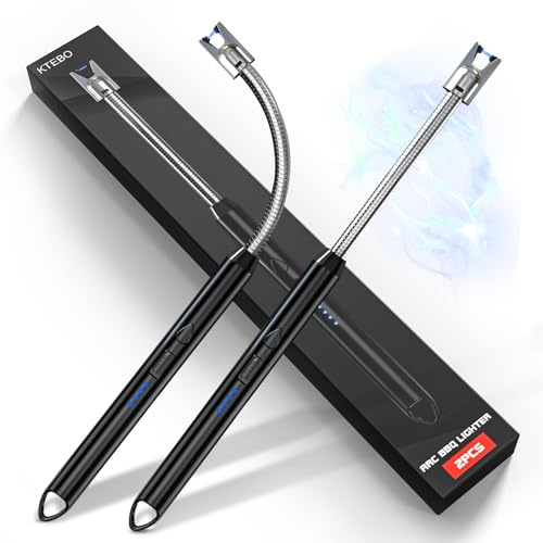 KTEBO 2 Pack Plasma Arc Electric Lighters Rechargeable - USB Long Reach for Scented Candles, BBQ Grill &Camping - Windproof Design Lighters - Stocking Stuffers