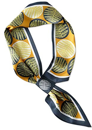 LumiSyne Damen Seidenschal Skinny Schal Einfacher Durchziehen Design Blume Blätter Gedruckt Frischer Stil Schmaler Lange Halstuch Satin Kleine Schal Dekorative Kopfschmuck Stirnbänder Haarband Ribbon