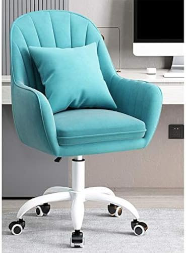 Home Office Chair Ergonomic Computer Chair Mid-back Desk Chair Cute Elegant Armchair,Upholstered Conference Reception Chair For Executive Living Bedroom,Velvet Swivel Chair-,Blue,55x80-90cm(21.6x3