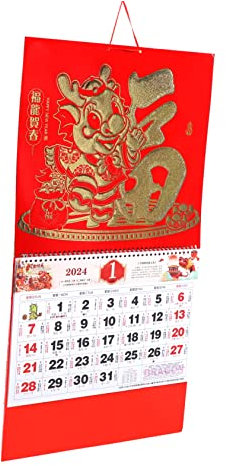 ABOOFAN Wandkalender Im Traditionellen Chinesischen Stil Hängender Kalender Mit Detaillierten Informationen Wie Monddatum Als Heimkalender Und Geschenk Zum Neujahr Aus Dickem Papiermateria