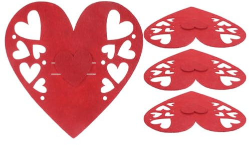 Amosfun 4stücke Herzförmige Bestecktaschen Für Valentinstag Dekorative Utensilienhalter Für Romantische Dinnerpartys Festlichkeiten Und