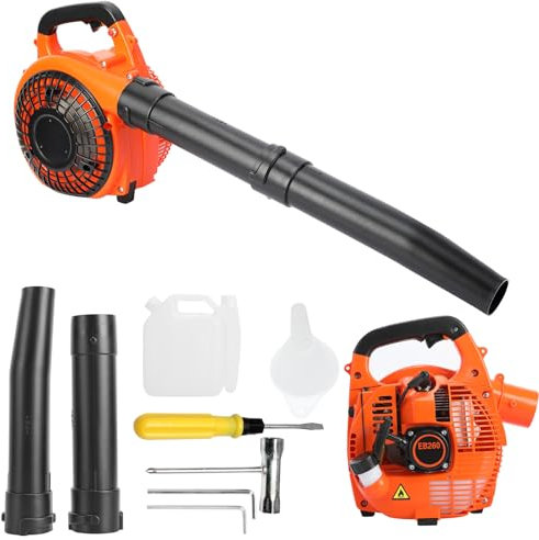 Cordless Leaf Blower, 26cc 2-stroke Handheld Lightweight Petrol Leaf Blower, Vacuum Powerful Air Cooled Engine Garden Blower for Blowing Leaves Wood Chips Dust Garden Debris Grass Cuttings (Orange)